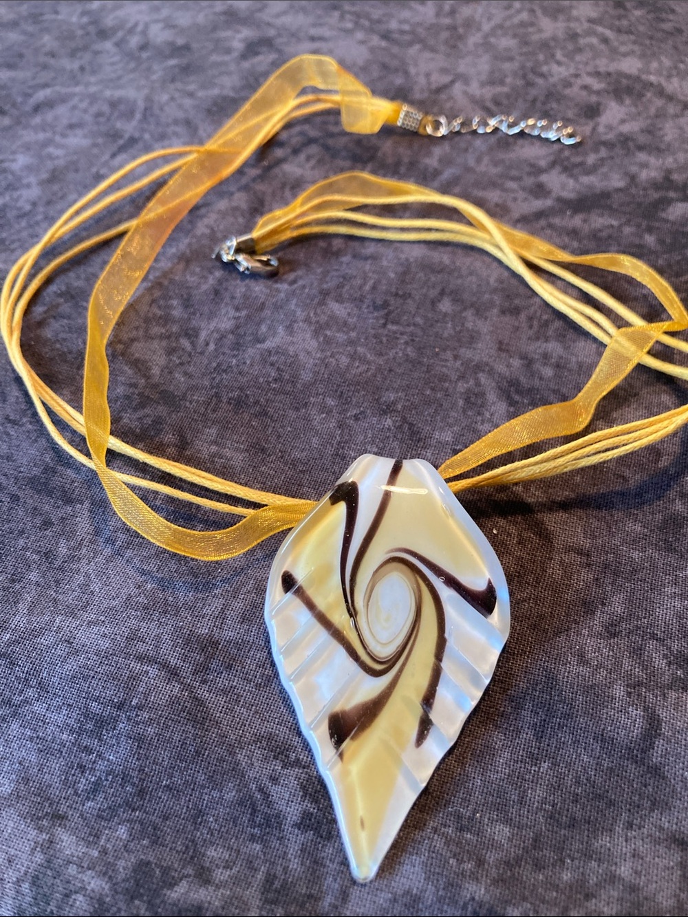 Handmade Yellow Glass Swirl Pendant Necklace